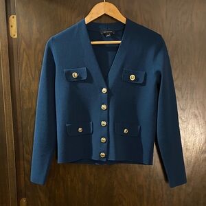 MaxMara Deep Blue Blazer with Gold Buttons